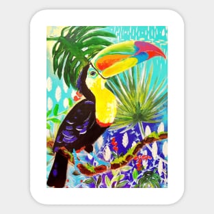 Toucan in the jungle art print Sticker